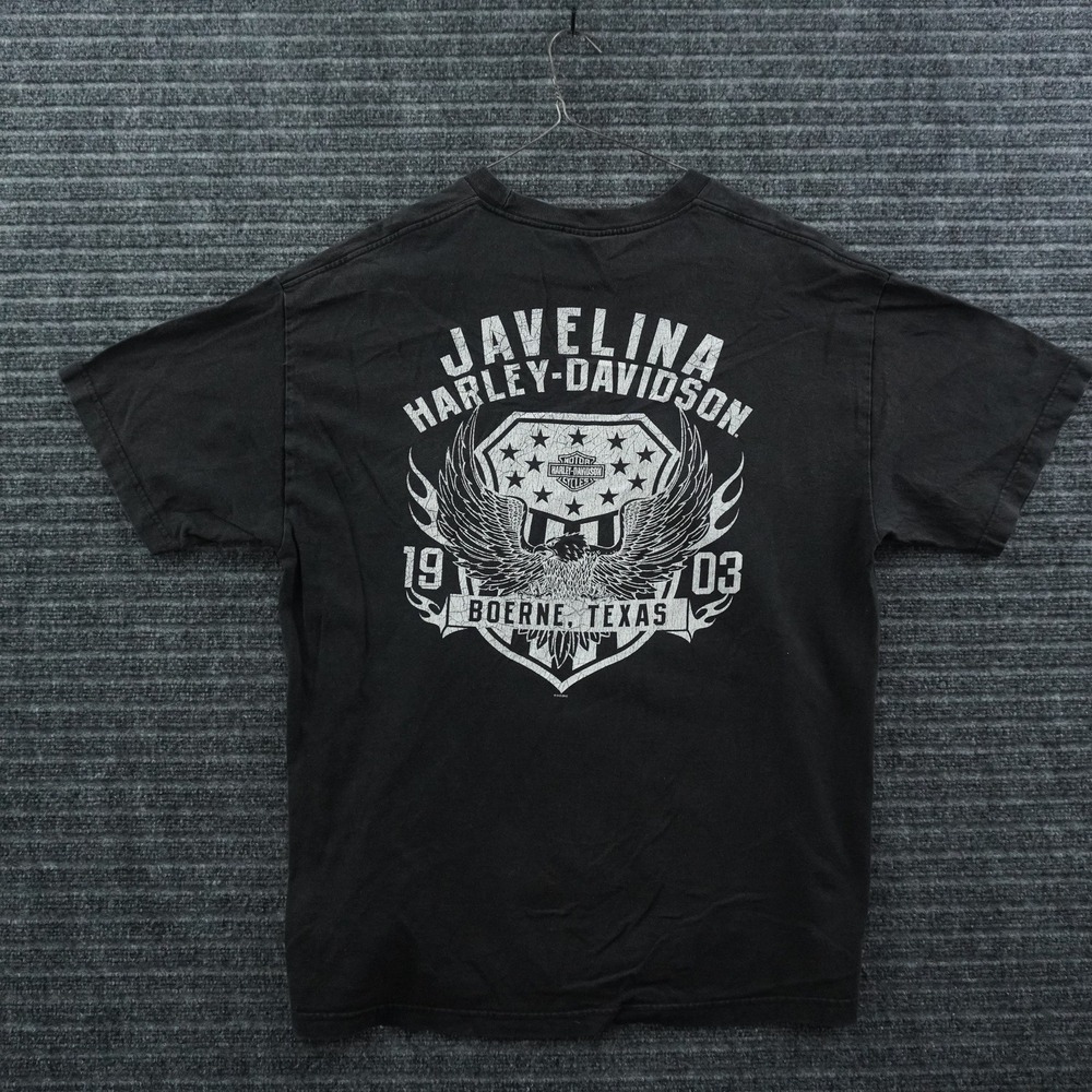 Harley-Davidson T-Shirt Mens Large Black Javelina Boerne Texas Eagle Graphic